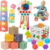 Baby & Toddler Qirptey | Montessori Baby Toys 6-12-18 Months, Infant Pull String Stacking Cups Shape Sorter Toy 6 7 8 9 10 11 12 M+ Sensory Development Learning Toy 6-9 9-12 Months Birthday Easter Gift For 1 Year Old Boy Girl