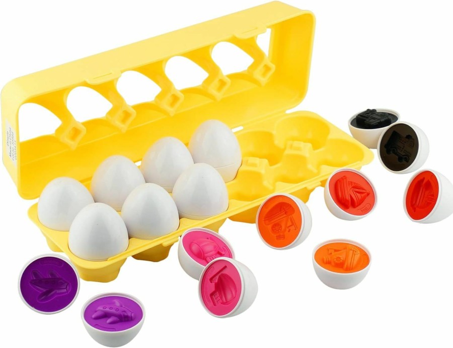 Baby & Toddler Dimple | Dimple Fun Egg Matching Toy (Total 12 Eggs) - Toddler Stem Easter Eggs Toys, Shape Recognition Egg Toys For Kids, Educational Color Sorting Toys, Play Egg Shapes Puzzle Set