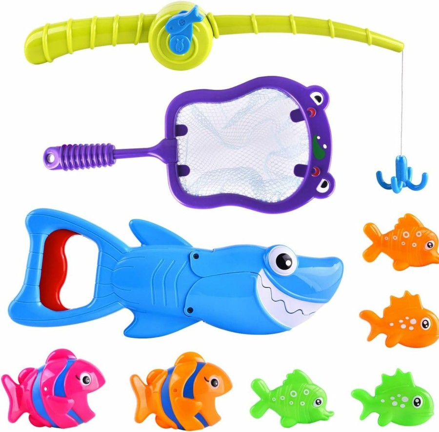 Baby & Toddler BALOBOO | Bath Toys Baby Bath Essentials Fishing Pole Games Swimming Shark Grabber Water Table Pool Bath Time Infant Bathtub Toy Set Non Toxic Mold Free Bath Toys For Kids Ages 3 4 5 6 7 8 Boys Girls