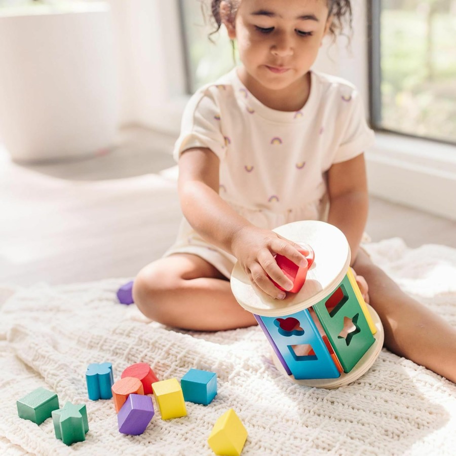 Baby & Toddler Melissa & Doug | Melissa & Doug Match And Roll Shape Sorter - Classic Wooden Toy