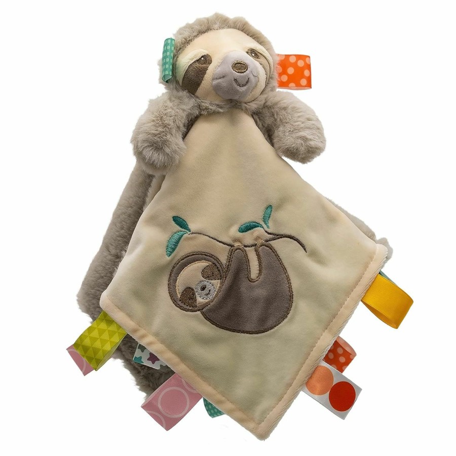 Baby & Toddler Taggies | Taggies Sensory Stuffed Animal Soft Rattle With Teether Ring, Molasses Sloth