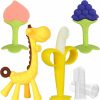 Baby & Toddler HAILI XMGQ | Haili Xmgq Baby Teething Toys, Silicone Baby Teether Freezer Bpa Free, Soothe Babies Teething Relief Sore Gums, Banana Finger Toothbrush, Fruit Shape Giraffe Teether Set For Infant Boys And Girls