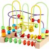 Baby & Toddler QZMTOY | Qzmtoy Wooden Toys For Toddlers, Bead Maze Toy For Toddlers With Colorful Animals Fruits Shapes, Educational Counting Learning Circle Toys For Kids, Classic Gifts For Boys Girls Baby