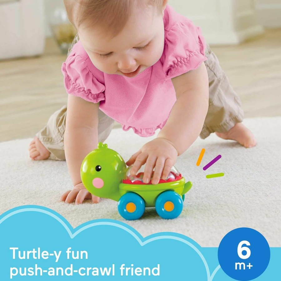 Baby & Toddler Fisher-Price | Fisher-Price Baby Crawling Toy Poppity Pop Turtle Push-Along Vehicle With Ball Popping Sounds For Ages 6+ Months