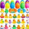 Baby & Toddler ANGGIKO | Anggiko 24 Pack Easter Rubber Ducks With Easter Eggs, Easter Rubber Bathtub Toys Ducks In Bulk, Jeep Ducks For Kids, Easter Party Decoration Easter Baskets Stuffer Gifts For Boys Girls