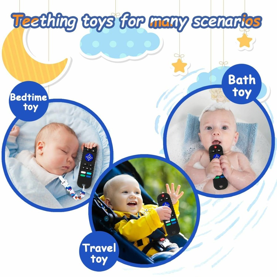 Baby & Toddler Mgtfbg | Mgtfbg 2 Pack Soft Silicone Teething Toys For Toddlers, Babies, Boys, Girls, 6-12 Months Baby Remote Control Shape Molar Teether Chew Toys Set Gift(Black+Grey)