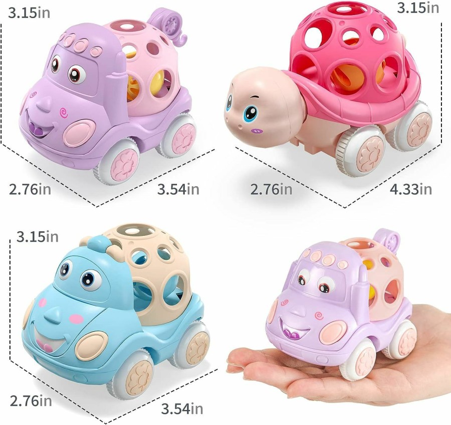 Baby & Toddler BeAndge | Baby Girl Toy Cars For Babies, Pink Car Toys For Baby Girls, Toy Car For Infant Toddler Girl, Easter Gifts For Baby Girl, Push And Go Trucks Rattles Soft Rattle Car For Toddlers Infants Gift