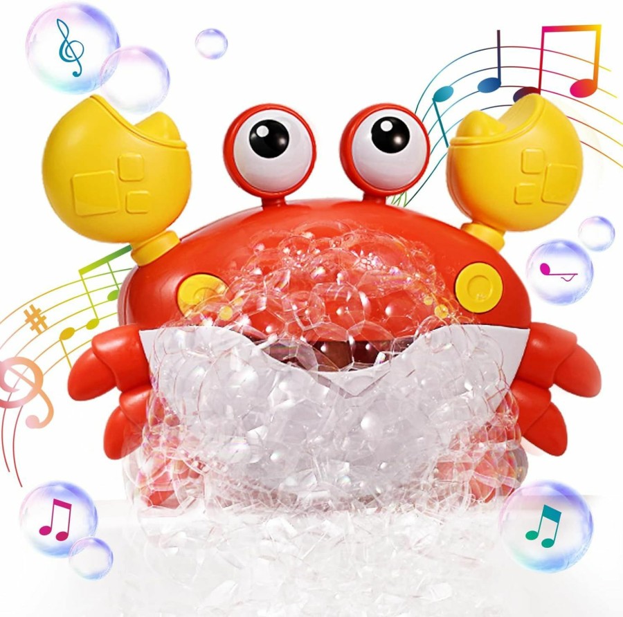 Baby & Toddler Deejoy | Deejoy Crab Bubble Bath Maker For The Bathtub,Blows Bubbles And Plays 12 Children'S Songs,Sing-Along Bath Bubble Machine Baby, Toddler Kids Toys Makes Great Gifts For 3 Years Girl Boy (Red)