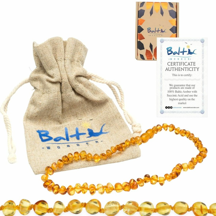 Baby & Toddler Baltic Wonder | Baltic Wonder Baltic Amber Necklace (Baroque Honey) Unisex - 100% Certified Authentic Baltic.