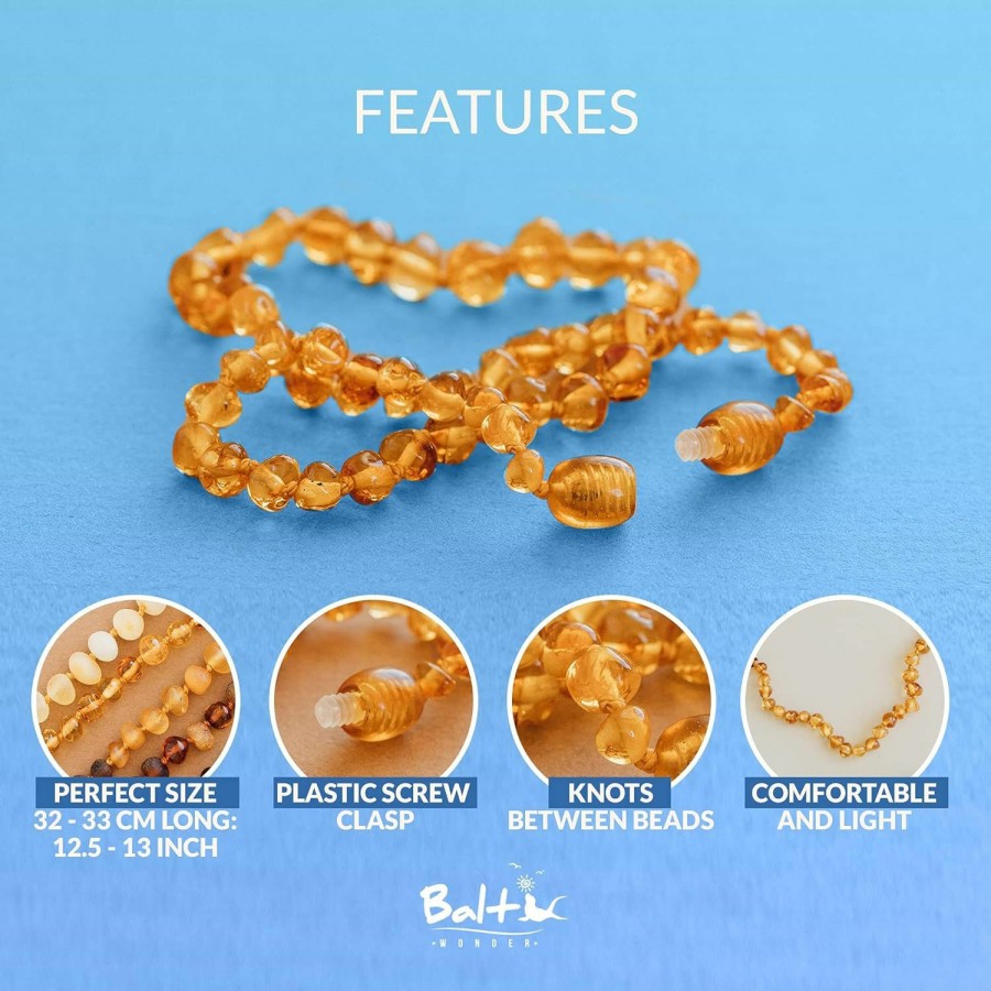 Baby & Toddler Baltic Wonder | Baltic Wonder Baltic Amber Necklace (Baroque Honey) Unisex - 100% Certified Authentic Baltic.