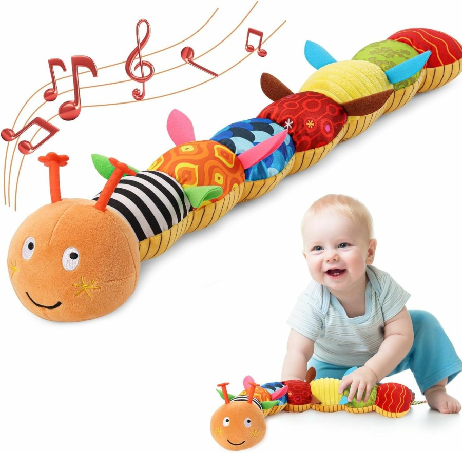 Baby & Toddler AWOTOY | Awotoy Baby Toys 0 To 12 Months, Musical Stuffed Animal Activity Soft Toys With Multi-Sensory Crinkle, Rattle And Textures, Infant Tummy Time Toys For Newborn Boys Girls, Caterpillar, Green