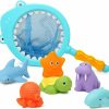 Baby & Toddler KECIABO | Bath Toy, Water Spraying Discoloration Floating Animals, Bathroom Pool Accessory, Shark Fishing Play Set For Babies And Kids