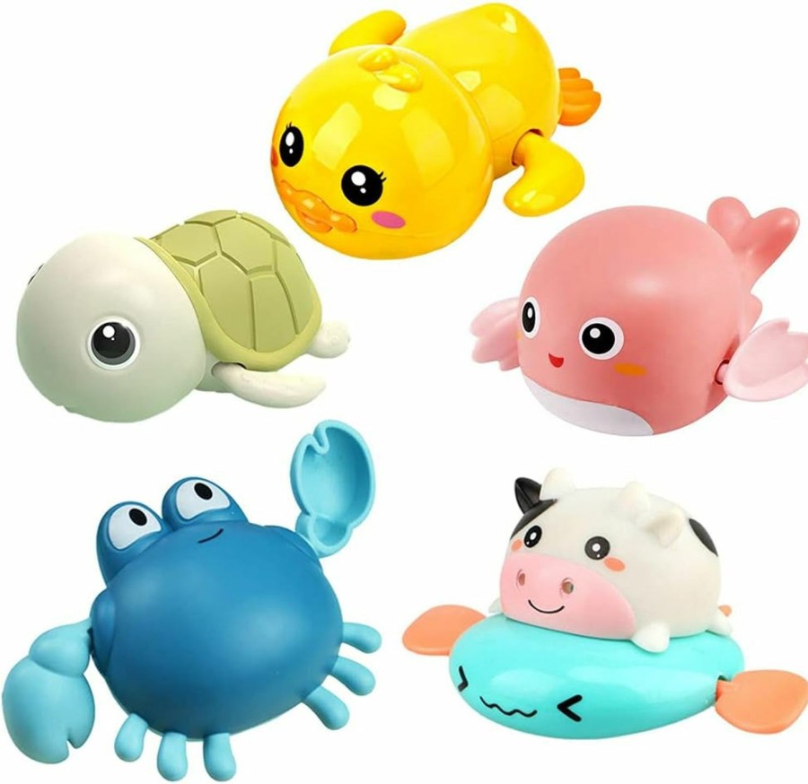 Baby & Toddler ZHFUYS | Bath Toy,Cute Animal Clockwork Bathtub Swimming Pool Toy,Baby Bath Toys For Toddlers 1-3, Boys & Girls Water Bath Toy Set,5 Pack