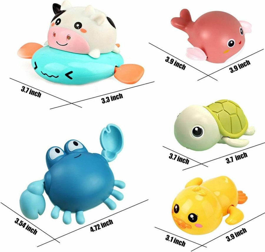 Baby & Toddler ZHFUYS | Bath Toy,Cute Animal Clockwork Bathtub Swimming Pool Toy,Baby Bath Toys For Toddlers 1-3, Boys & Girls Water Bath Toy Set,5 Pack