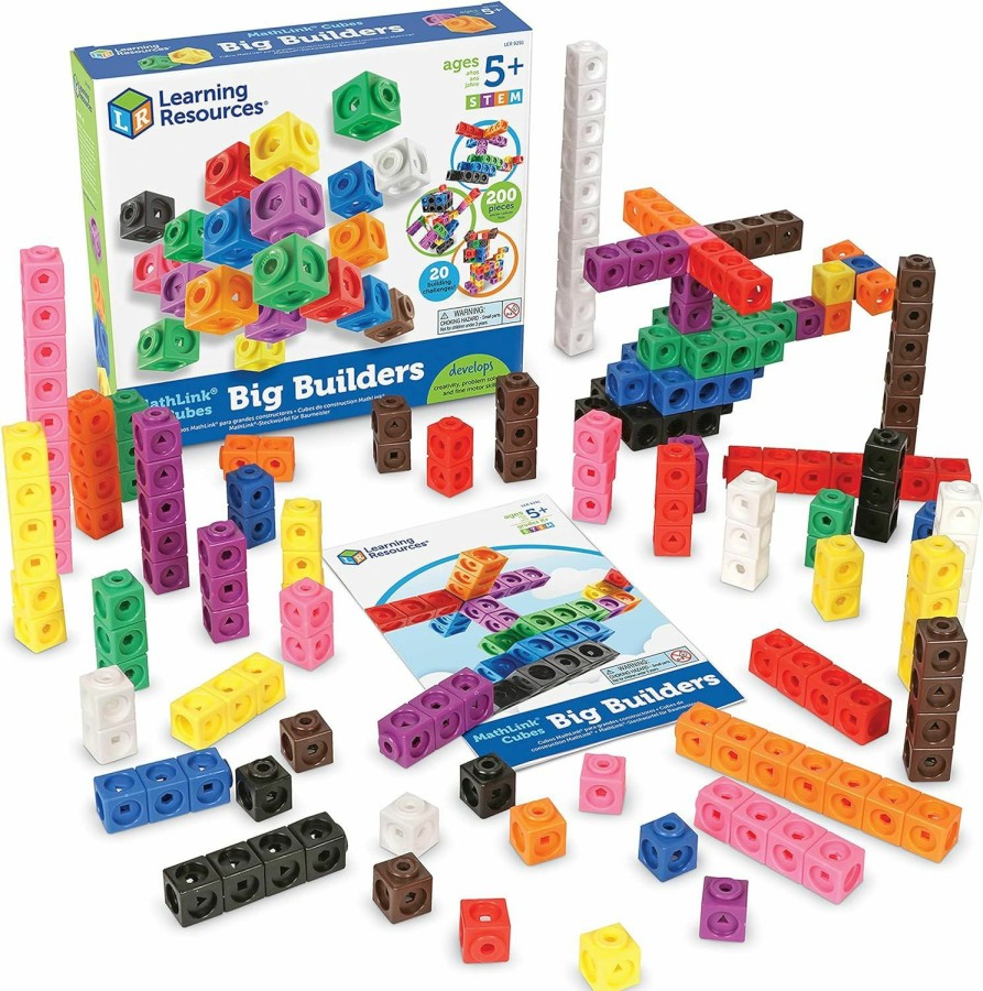 Baby & Toddler Learning Resources | Learning Resources Mathlink Cubes Big Builders - Set Of 200 Cubes, Ages 5+, Develops Early Math Skills, Stem Toys, Math Games For Kids, Math Cubes For Kids,Stocking Stuffers