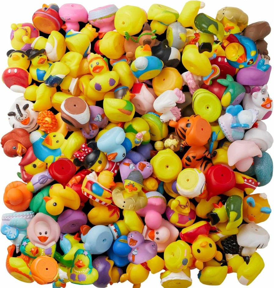 Baby & Toddler ValenLyra | Valenlyra 100 Pack Rubber Duck For Jeeps Ducking - 2\" Bulk Floater Duck For Kids - Baby Bath Toy Assortment - Party Favors, Bath Time, Birthdays, And More (100 Varieties)