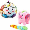 Baby & Toddler Fisher-Price | Fisher-Price Learning Toy Bundle With Laugh & Learn Smart Stages Piggy Bank And Singin' Soccer Ball For Infants And Toddlers