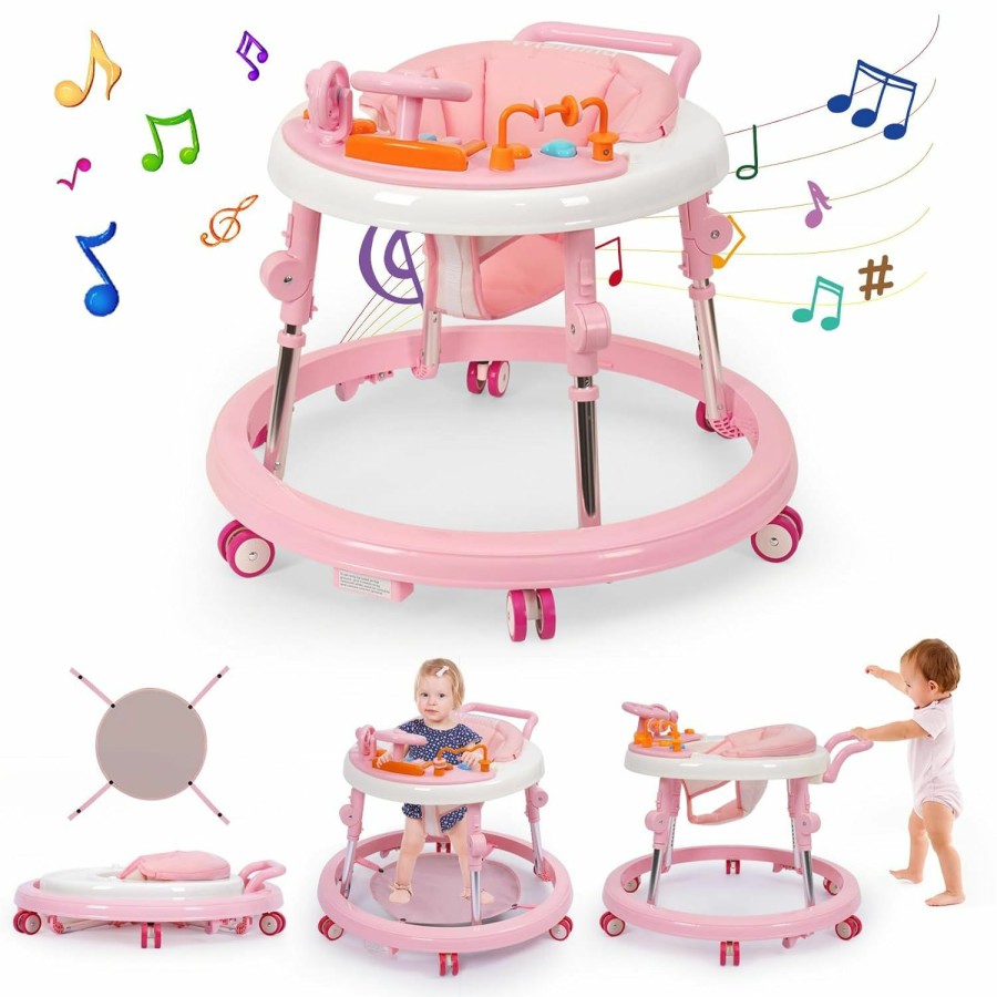 Baby & Toddler Wismind | Wismind Music And Lights Baby Walker Foldable With 9 Adjustable Heights, Baby Walker With Wheels Portable, Baby Walkers And Activity Center For Boys Girls Babies 7-18 Months