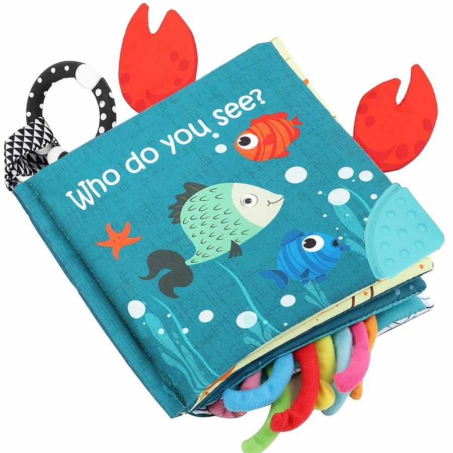 Baby & Toddler bebe mondo | Fish Baby Books Toys, Touch And Feel Cloth Soft Crinkle Books For Babies,Toddlers Infant Kids Teething Toys Activity Early Education Toys, Teether Ring, Baby Book Octopus,Ocean Sea Animal Shark Tails