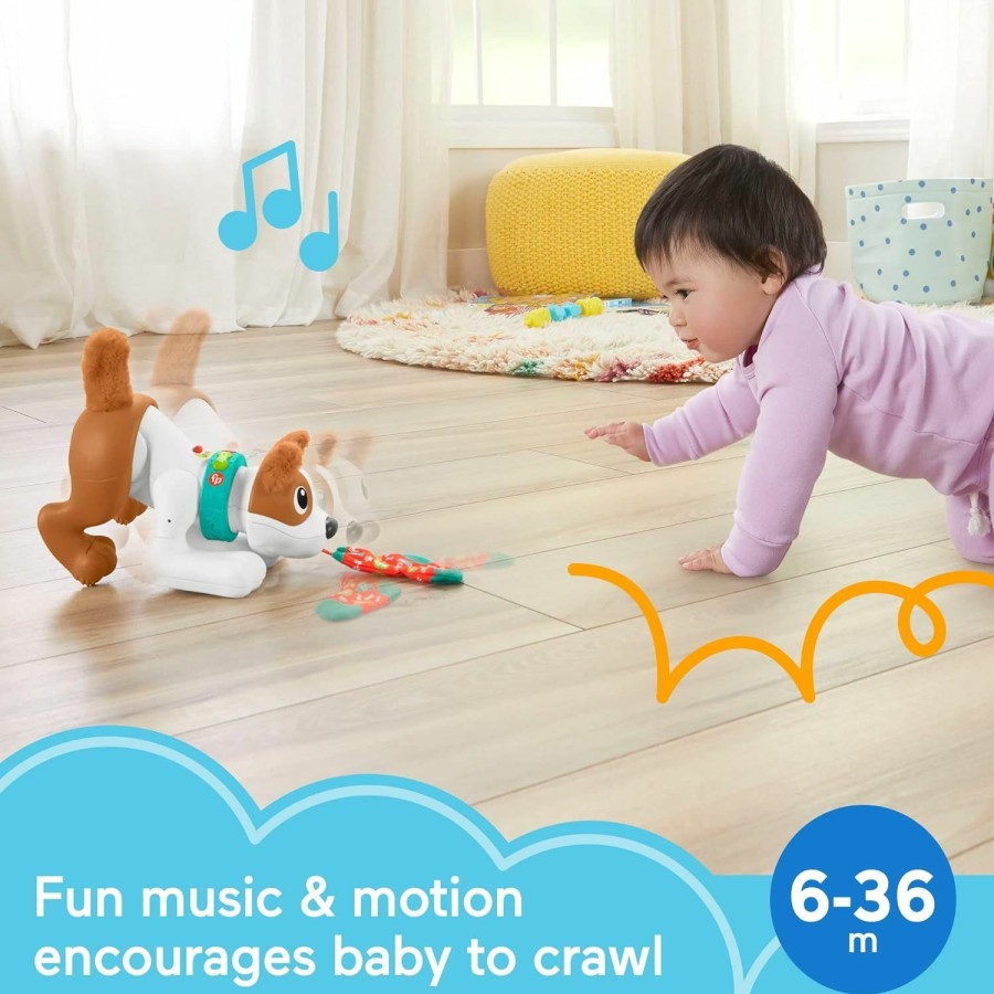 Baby & Toddler Fisher-Price | Fisher-Price Baby Learning Toy 123 Crawl With Me Puppy Electronic Dog With Smart Stages Content & Lights For Ages 6+ Months