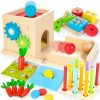 Baby & Toddler JUSTWOOD | Justwood Montessori Toys For 1+ Year Old, 8-In-1 Wooden Play Kit Includes Object Permanent Box, Learning Activity Cube, Sorting & Stacking Toy, Carrot Harvest Game, Gift For Boys Girls Age 12+ Months