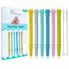 Baby & Toddler M. EMAMI | M. Emami - Baby Teether Tubes, 6 Pack Hollow Teething Sticks For Babies 6 18 Months, Infant & Toddler Teething Straw Toys With 2 Cleaning Brush, 100% Food Grade Silicone, Bpa-Free & Dishwasher Safe