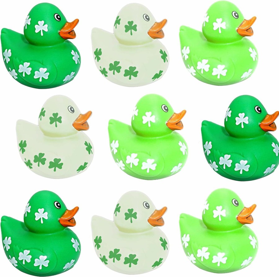 Baby & Toddler 4E's Novelty | 4E'S Novelty 24 Pack St Patricks Day Rubber Ducks - 2 Inch Shmrock Rubber Duckies Bulk - Saint Pattys Day Irish Gifts For Adults Kids Party Favors Accessories, Jeep Ducking