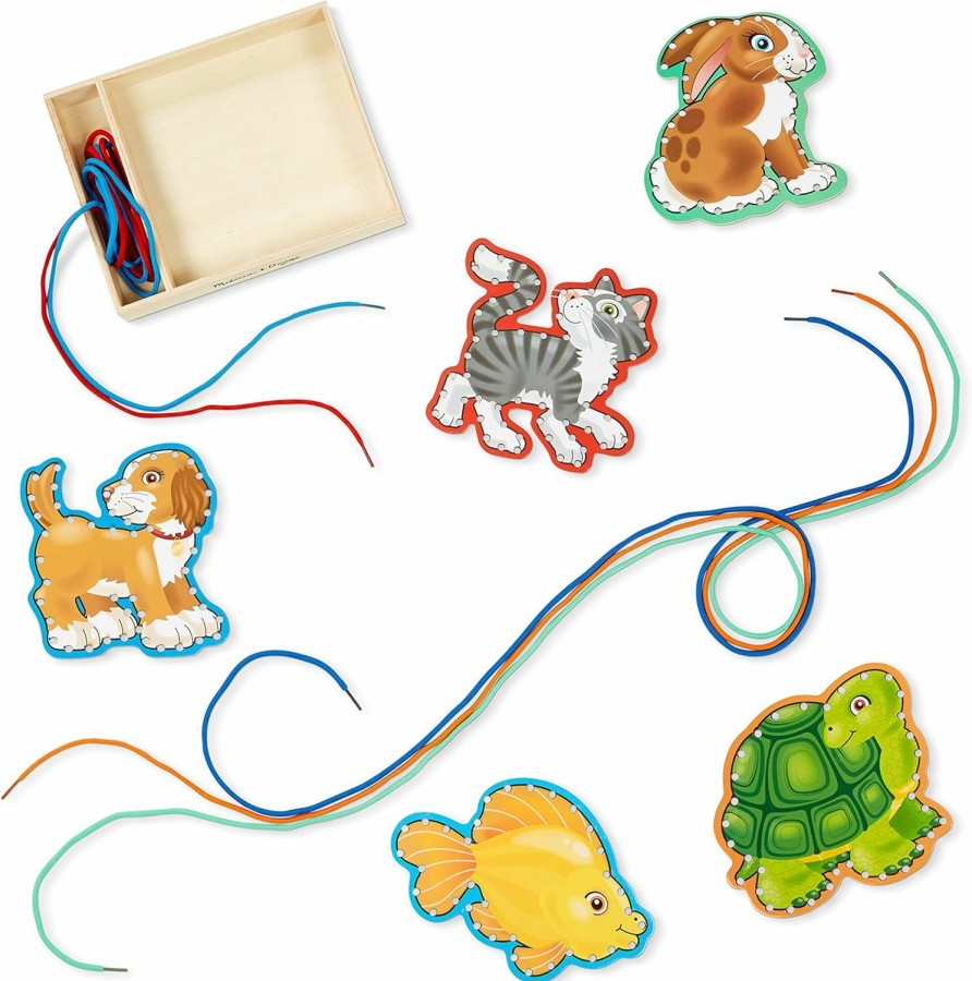 Baby & Toddler Melissa & Doug | Melissa & Doug Lace And Trace Activity Set: Pets - 5 Wooden Panels And 5 Matching Laces - Lacing Toys For Toddlers, Fine Motor Skills Threading Cards For Preschoolers And Kids Ages 3+