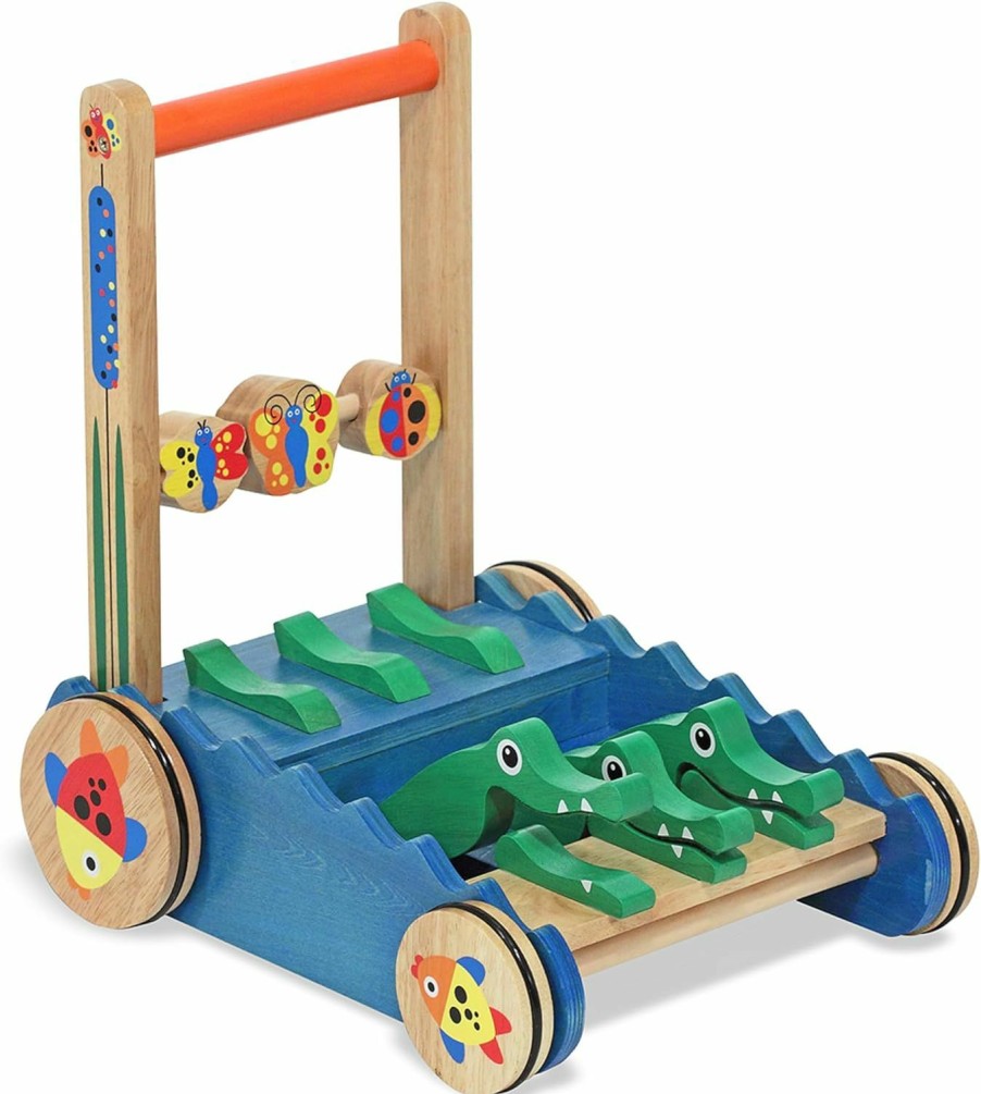 Baby & Toddler Melissa & Doug | Melissa & Doug Deluxe Chomp And Clack Alligator Push Toy And Activity Walker - Wooden Baby Push Walker For Ages 1+