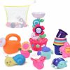 Baby & Toddler FUN LITTLE TOYS | 16 Pcs Bath Toys For Toddlers, Flower Waterfall Water Station Garden Squirter Toys, Stacking Cups Watering Can, Bath Toy Organizer Included For Kids Toddlers