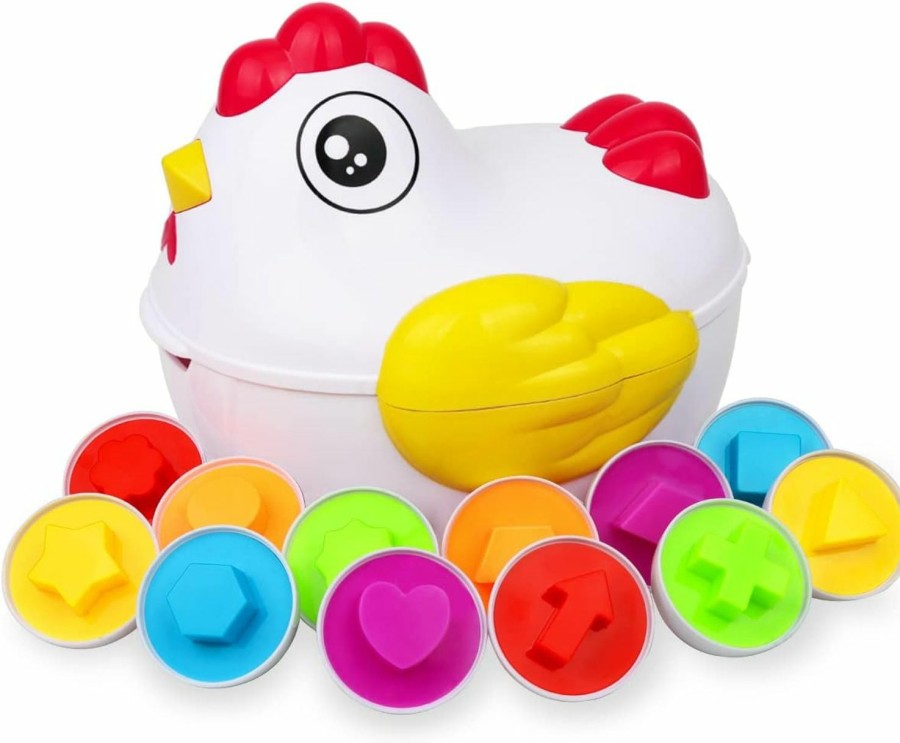 Baby & Toddler Aitey | Chicken Eggs Easter Gifts For Toddlers, Easter Basket Stuffers Baby Toys With 12 Matching Eggs And Hen Case, Montessori Educational Toys For Kids Boys Girls 18 Month 2 3 Years Old