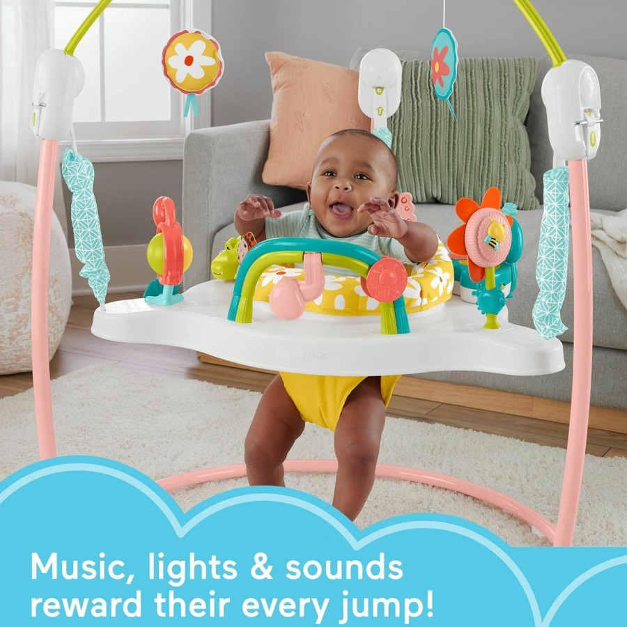 Baby & Toddler Fisher-Price | Fisher-Price Baby Bouncer Activity Center Blooming Fun Jumperoo With Music Lights And Developmental Toys For Infants