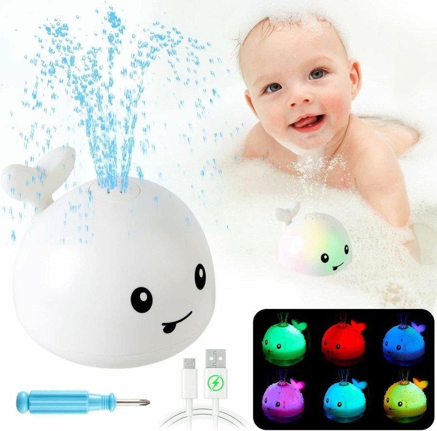 Baby & Toddler ANGGIKO | 【2024 Upgrade】Baby Bath Toys Gifts, Rechargeable Whale Baby Toys, Light Up Bath Toys For Toddlers, Sprinkler Bathtub Toys For Infants Kids, Spray Water Bath Toy, Easter Day Pool Bathroom Tub Baby Toy