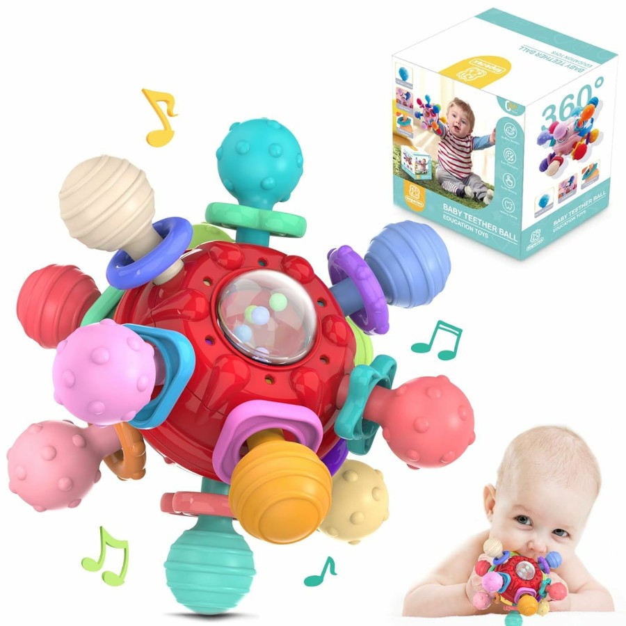 Baby & Toddler Sinpedex | Teething Toys For Babies 0-6 Months: Sensory Toys For Infant - Baby Learning Developmental Toys Chewable Freezable Rattle Newborn Gifts For Boys Girls