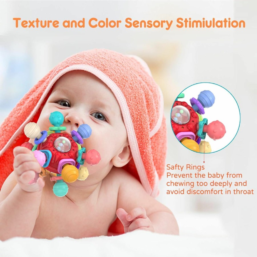 Baby & Toddler Sinpedex | Teething Toys For Babies 0-6 Months: Sensory Toys For Infant - Baby Learning Developmental Toys Chewable Freezable Rattle Newborn Gifts For Boys Girls