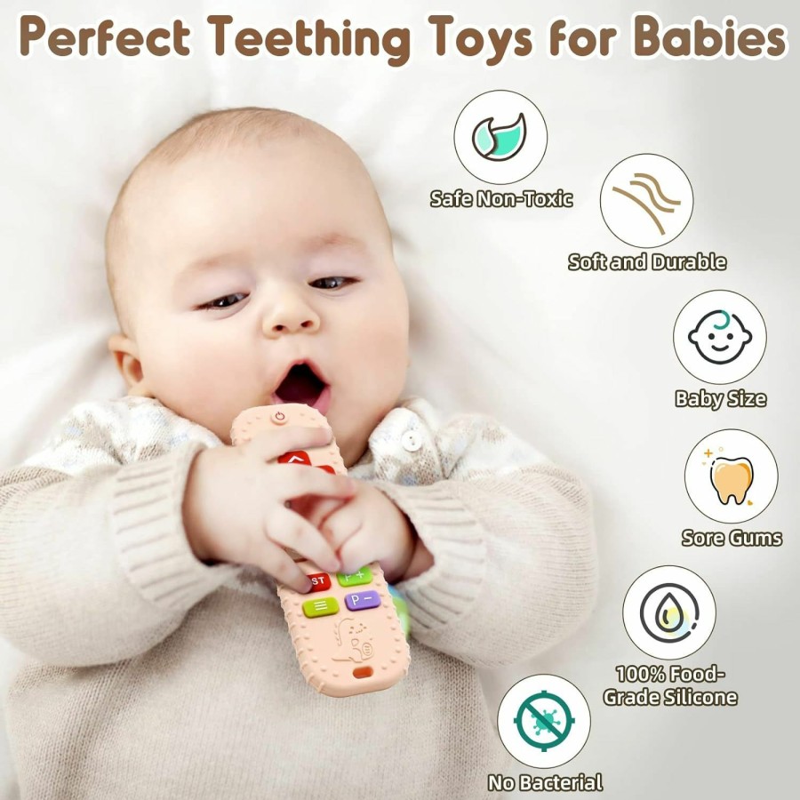 Baby & Toddler AiTuiTui | Teething Relief Teethers Toys For Babies 3-6 12 Months Gifts, Silicone Remote Control Baby Teether Bath Toys For 3 6 9 Months Newborn Infant Boy Girl Autism, Food Grade Silicone Sensory Toys, Black