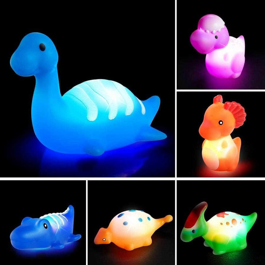 Baby & Toddler VIBOYLAR | Viboylar Bath Toys For Toddlers 1-3: 6 Packs Light-Up Floating Dinosaur Baby Toddler Bath Toys Set For Boys Kids Birthday Easter Christmas - Water Bathtub Shower Pool Bath Toy For Children Preschool