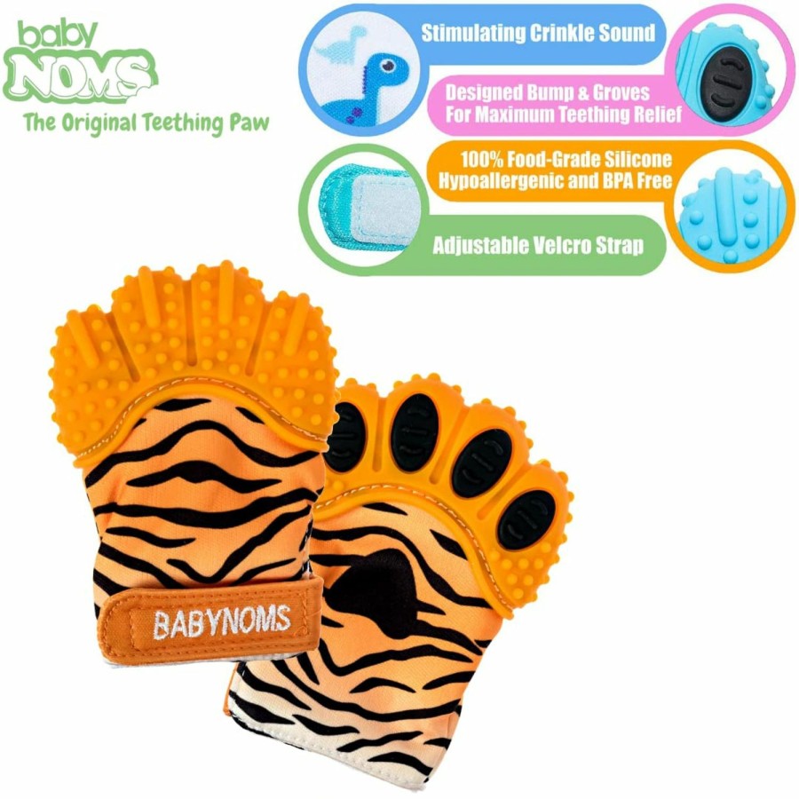 Baby & Toddler BabyNoms | Babynoms Teething Mitten | Orange Tiger Teething Paw