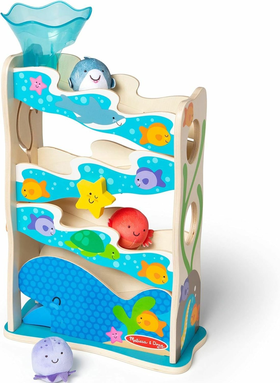 Baby & Toddler Melissa & Doug | Melissa & Doug Rollables Wooden Ocean Slide Toy (5 Pieces) - Ocean Themed , Early Learning Toys For Infants And Toddlers Ages 1+