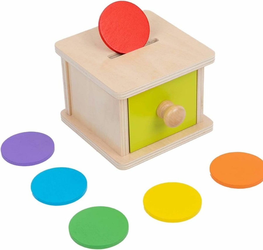 Baby & Toddler Adena Montessori | Adena Montessori Coin Box Yellow-Green Door Baby Toys For 6-12 Months 1 2 Years Old Toddlers Infant Toys