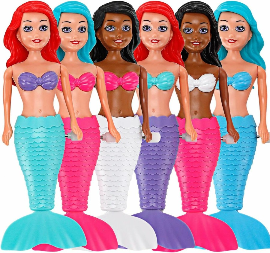 Baby & Toddler Liberty Imports | 6 Pack Bath Toys For Toddlers Kids Girls - Mermaid Princess Wind Up Tail Flap Floating Water Bathtub Toys, Swimming Pool Bathing Time Fun