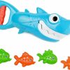 Baby & Toddler INvench | Invench Shark Grabber Baby Bath Toys - Blue Shark With Teeth Biting Action Include 4 Toy Fish - Bath Toys For Kids Ages 4-8 Boys Girls Toddlers Pool Toys