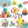 Baby & Toddler Weilim | Baby Toys For 6 To 12 Months, Montessori Sensory Bins Toys For Toddlers 1-3, Pull String Teether Infants Bath Toys 6 In 1 Stacking Blocks Rings, Matching Eggs, Suction Cup Spinner Toy