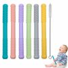 Baby & Toddler Atsky | Hollow Teething Tubes Toys For Babies Girls Boys, 5 Pack Silicone Baby Teether Toy Tube For Infants With Nursing Biting Chewing, Chew Straws For Toddlers 6-12 Months (Style A)