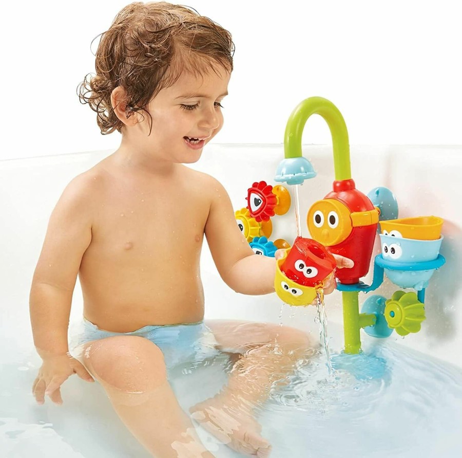 Baby & Toddler Yookidoo | Yookidoo Bay Bath Toddler Toys (Ages 1-3) - 3 Stackable Cups, Spinning Gears, Hose & Spout For Water Play - Mold Free - Suction Cups Attach To Any Bath Tub Or Shower - Spin N Sort Spout Pro