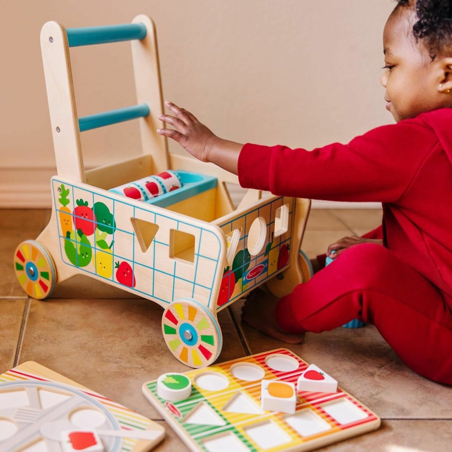 Baby & Toddler Melissa & Doug | Melissa & Doug Wooden Shape Sorting Grocery Cart Push Toy And Puzzles - Pretend Play Grocery Toys, Sorting And Stacking Toys For Infants And Toddlers Ages 1+ - Fsc-Certified Materials