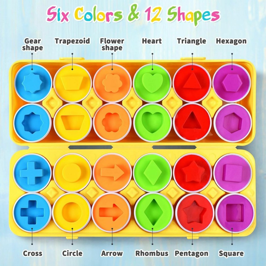 Baby & Toddler CPSYUB | Cpsyub Matching Eggs Toys Color & Shape Recognition Sorter Puzzle, Montessori Toys For Baby Easter Travel Bingo Game, Sensory Early Learning Fine Motor Skills For Year Old Kids