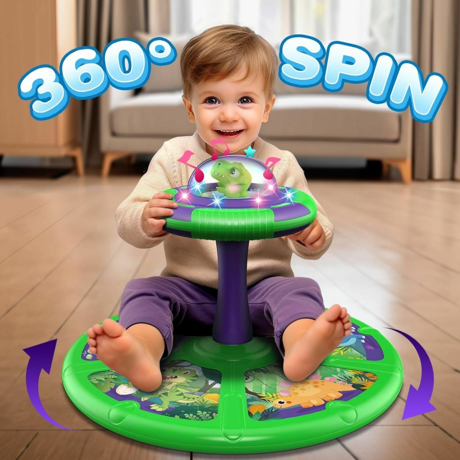 Baby & Toddler Flooyes | Flooyes Dinosaur Sit And Spin, 360 Sit N Spin, Toddler Toy Age 1 2 3 With Led & Music, Birthday Gift For Boy Girl 18 Months +, Toddler