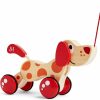 Baby & Toddler Hape | Walk-A-Long Puppy Wooden Pull Toy By Hape | Award Winning Push Pull Toy Puppy For Toddlers Can Sit, Stand And Roll. Rubber Rimmed Wheels For Easy Push And Pull Action, Red , Red/Orange