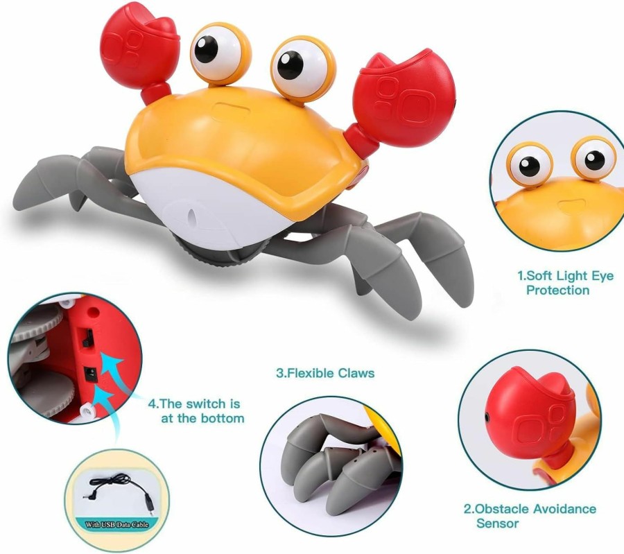 Baby & Toddler XONTEUS | Xonteus Crab Toys For Babies - Tummy Time Toy With Intelligent Sensor Crawl Music & Lights Infant Toy For 6-12 12-18 Months,1St Birthday Gifts, Toddler Toys For 1 2 Year Old Boy Girl